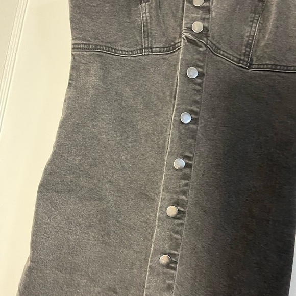 Grunge grey denim button up mini dress - Picture 5 of 8